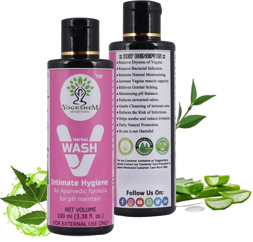 Yogkshem Ayurvedic Herbal Intimate Wash For Women | Natural Ayurvedic Remedies | pH Balanced | Paraben-Free | Sulfate-Free | Pack of 1(100 ml)