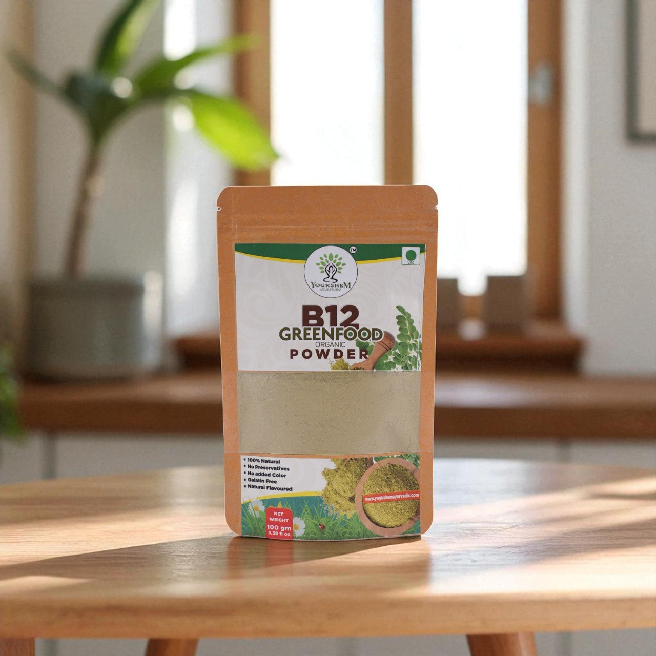 YOGKSHEM AYURVEDIC B12 GREENFOOD POWDER – Natural B12 Supplements for Men & Women || 100gm